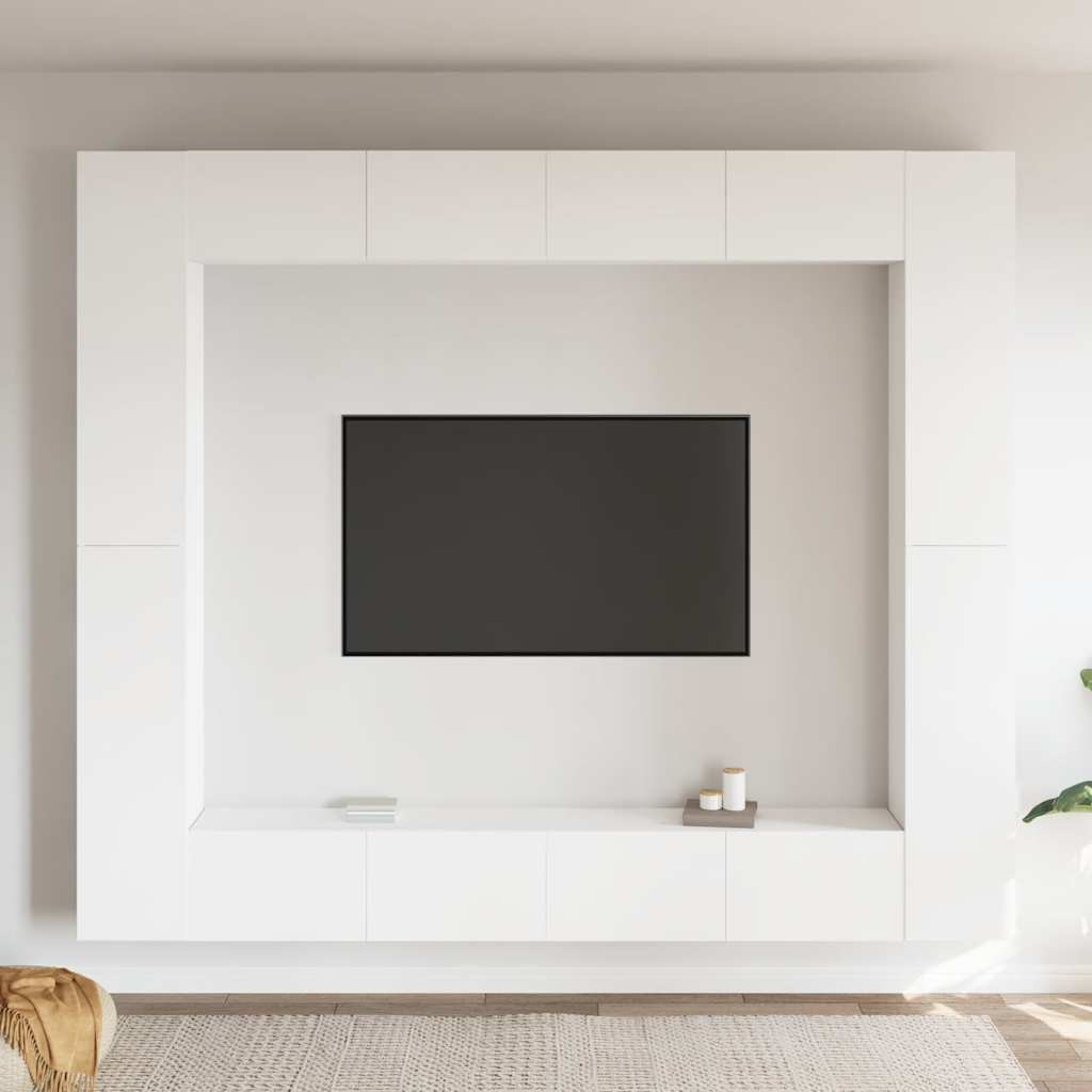 vidaXL 8-tlg. TV-Schrank-Set Weiß Holzwerkstoff