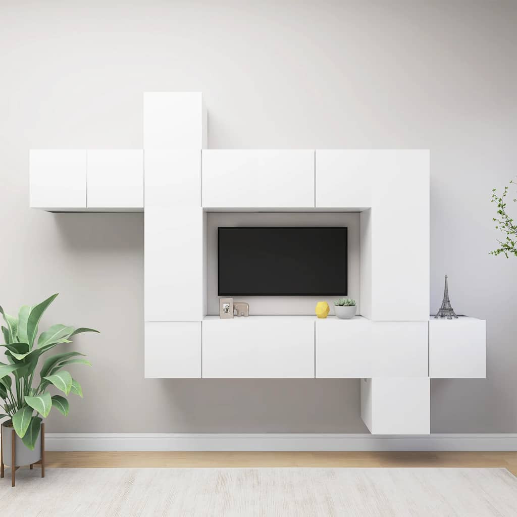 vidaXL 10-tlg. TV-Schrank-Set Weiß Holzwerkstoff