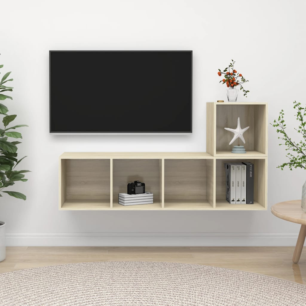 vidaXL 2-tlg. TV-Schrank-Set Sonoma-Eiche Holzwerkstoff