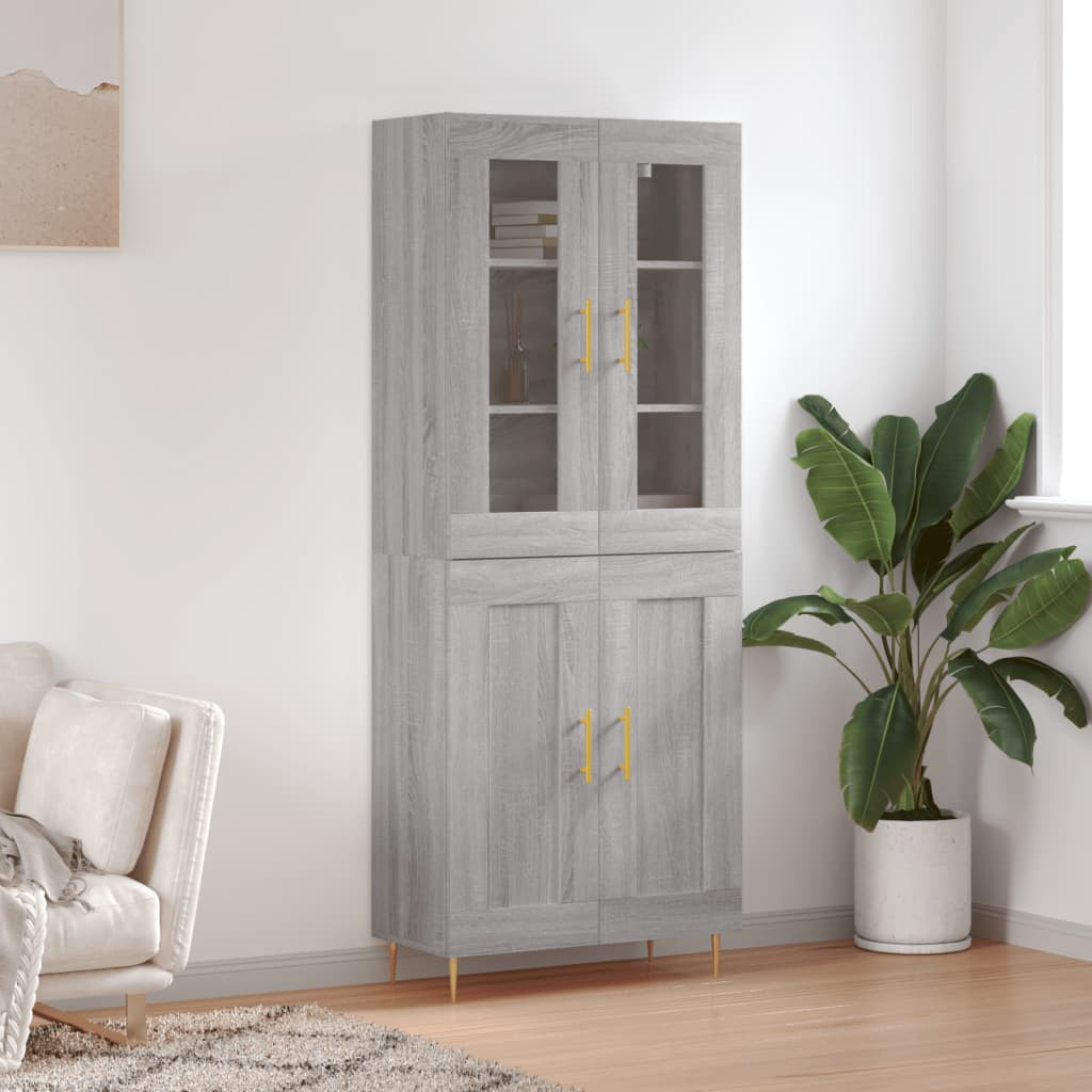 vidaXL Highboard Grau Sonoma 69,5x34x180 cm Holzwerkstoff