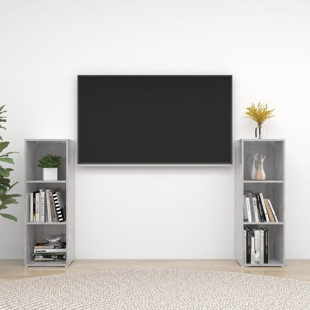 vidaXL TV-Schränke 2 Stk. Betongrau 107x35x37 cm Holzwerkstoff