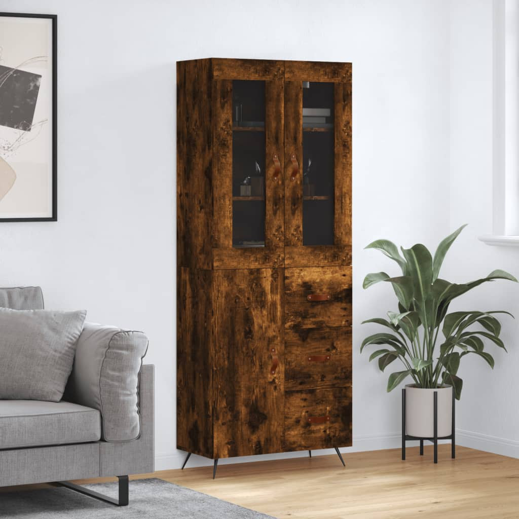 vidaXL Highboard Räuchereiche 69,5x34x180 cm Holzwerkstoff