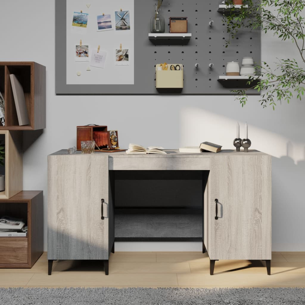 vidaXL Schreibtisch Grau Sonoma 140x50x75 cm Holzwerkstoff