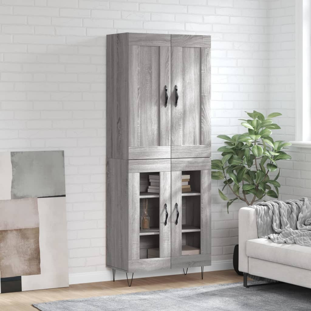 vidaXL Highboard Grau Sonoma 69,5x34x180 cm Holzwerkstoff