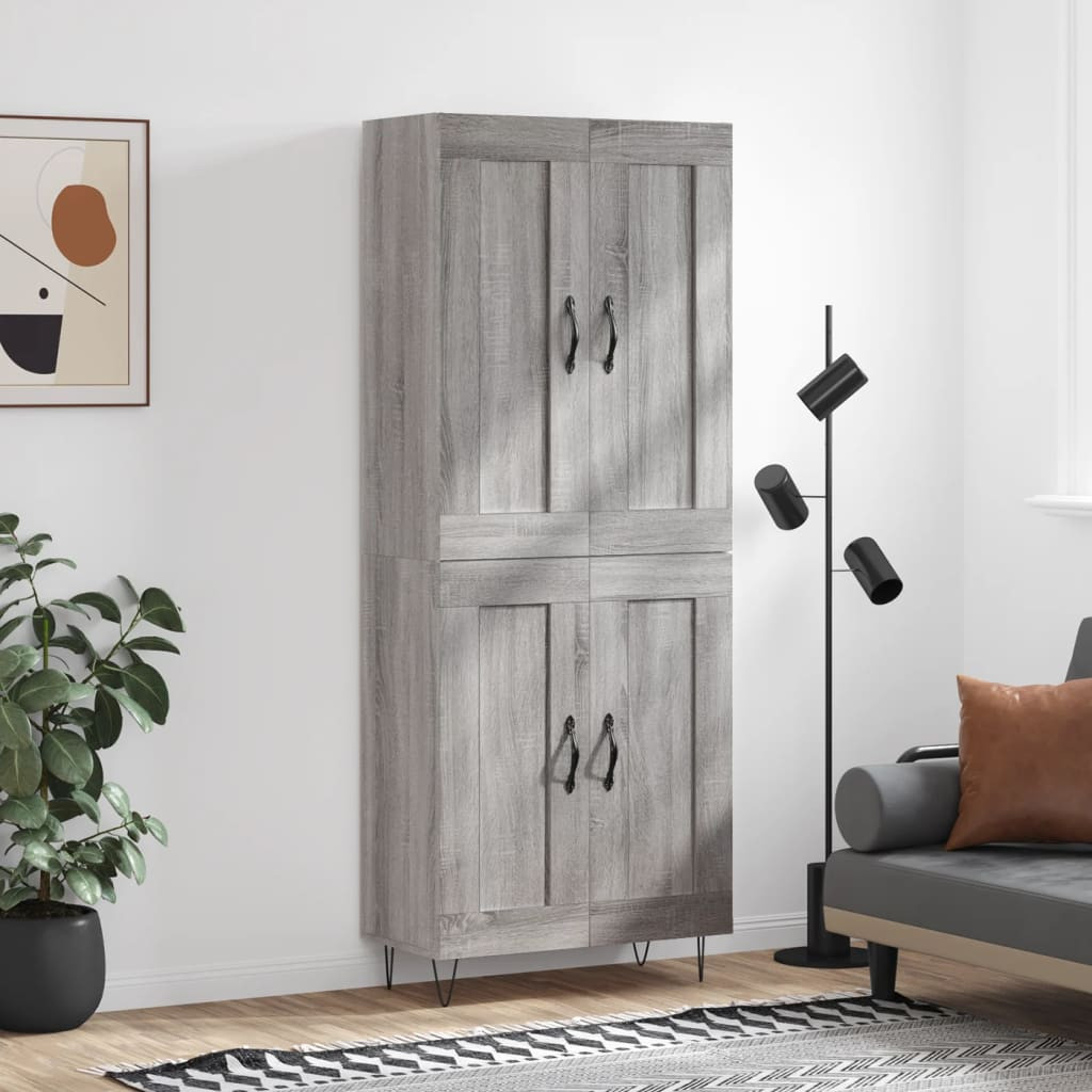 vidaXL Highboard Grau Sonoma 69,5x34x180 cm Holzwerkstoff
