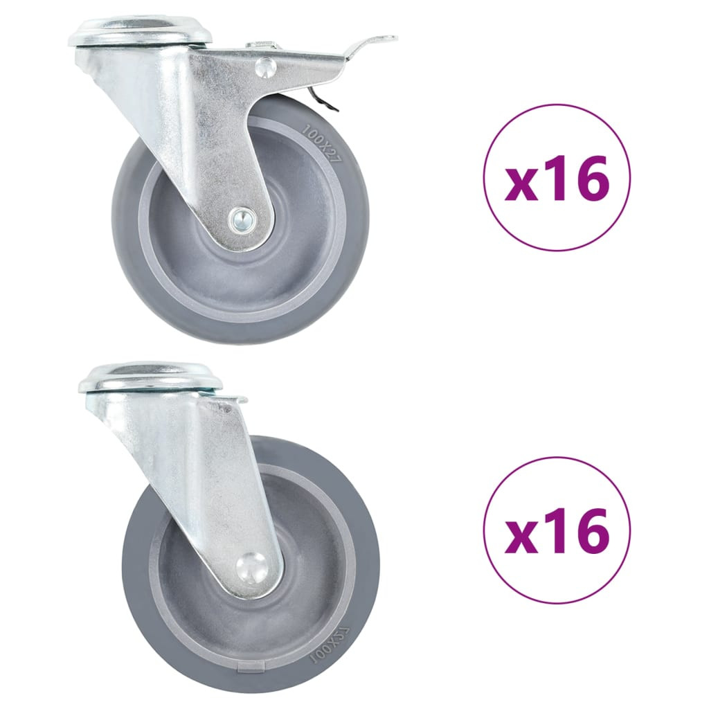 vidaXL 32 Stk. Lenkrollen mit Rückenloch 100 mm