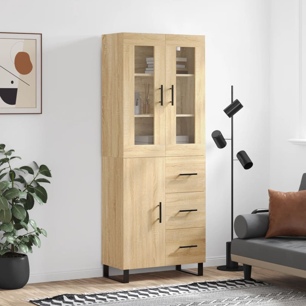 vidaXL Highboard Sonoma-Eiche 69,5x34x180 cm Holzwerkstoff