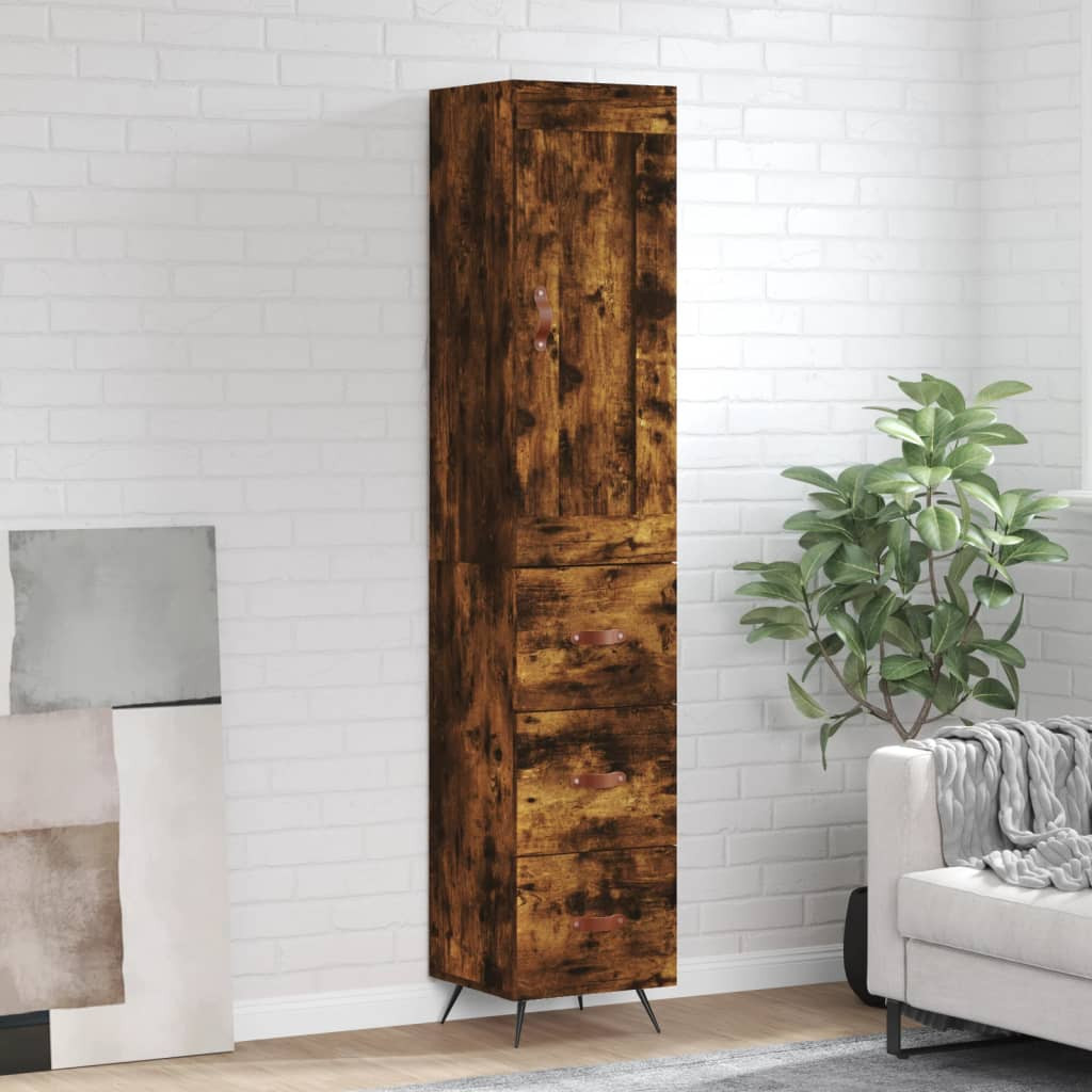 vidaXL Highboard Räuchereiche 34,5x34x180 cm Holzwerkstoff