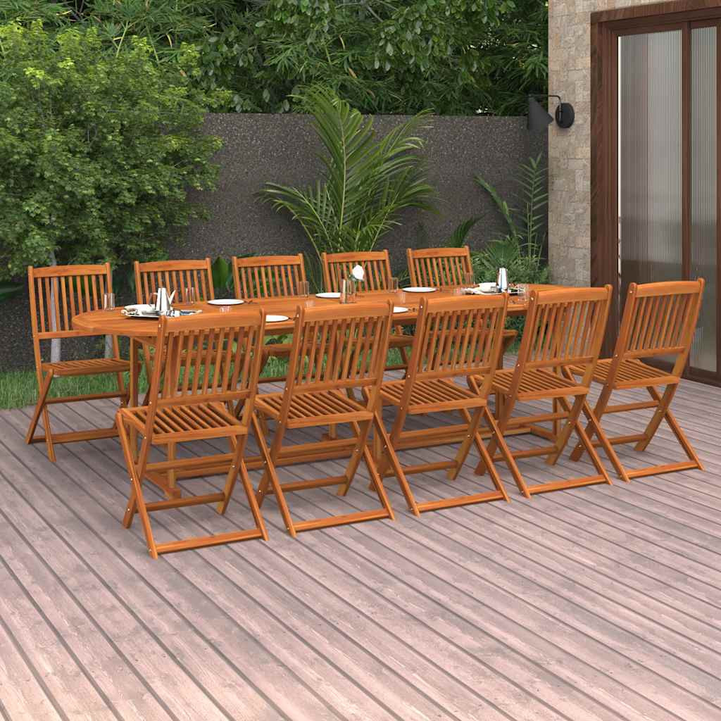 vidaXL 11-tlg. Garten-Essgruppe 280x90x75 cm Massivholz Akazie