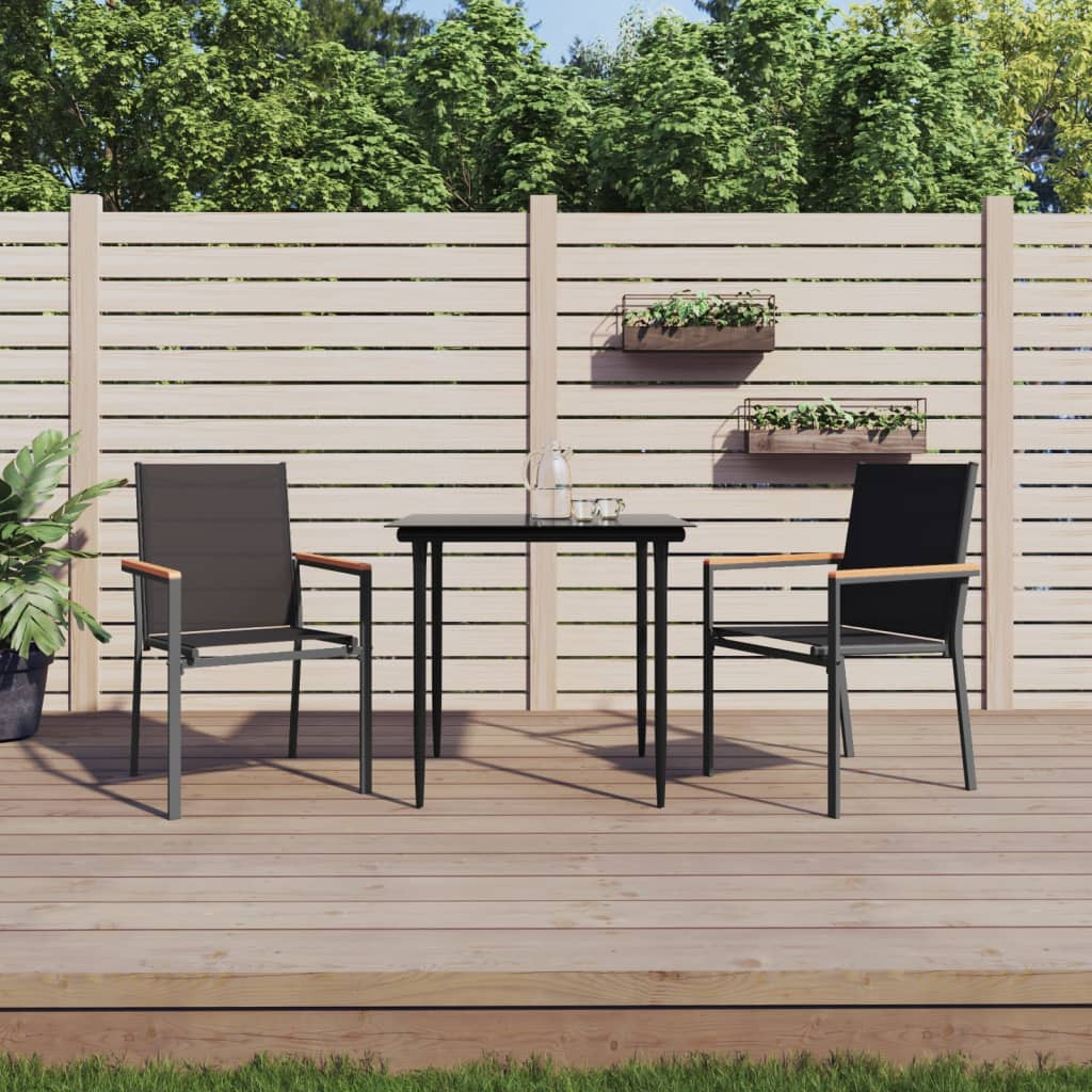 vidaXL Gartenstühle 2 Stk. Schwarz 55x61,5x90 cm Textilene und Stahl