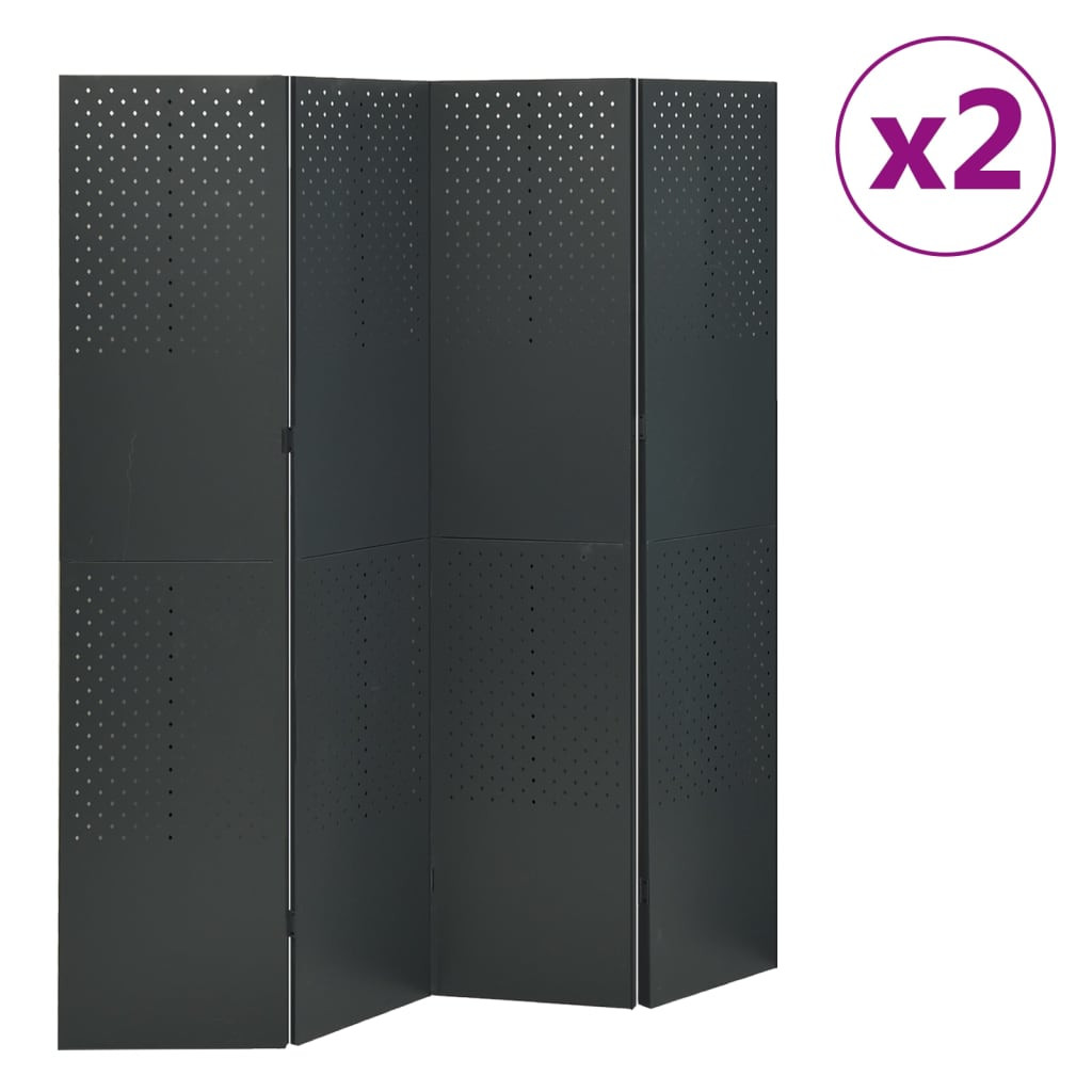 vidaXL 4-tlg. Raumteiler 2 Stk. Anthrazit 160x180 cm Stahl