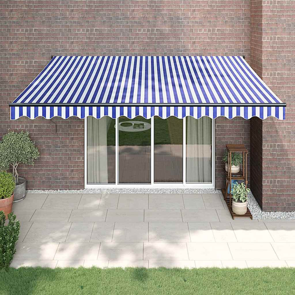 vidaXL Markise Einziehbar Blau und Weiß 4,5x3 m Stoff und Aluminium