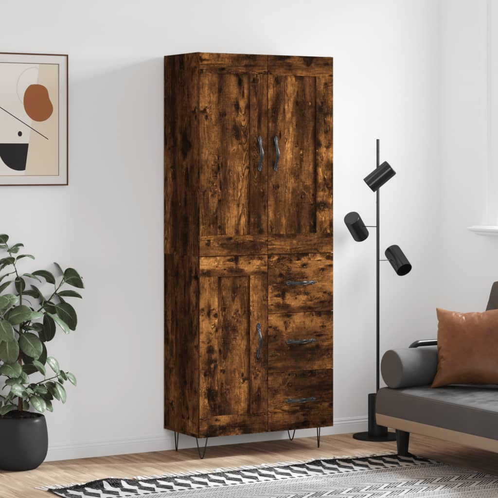 vidaXL Highboard Räuchereiche 69,5x34x180 cm Holzwerkstoff