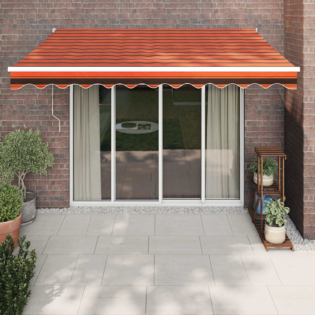 vidaXL Markise Einziehbar Orange und Braun 3,5x2,5 m Stoff & Aluminium