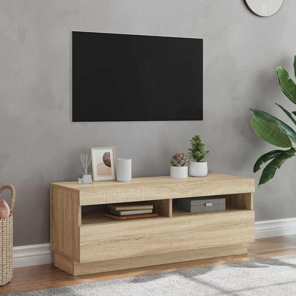 vidaXL TV-Schrank mit LED-Leuchten Sonoma-Eiche 100x35x40 cm