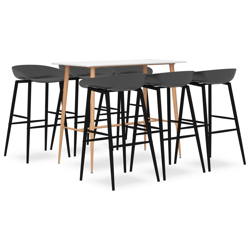 vidaXL 7-tlg. Bar-Set Weiß und Grau