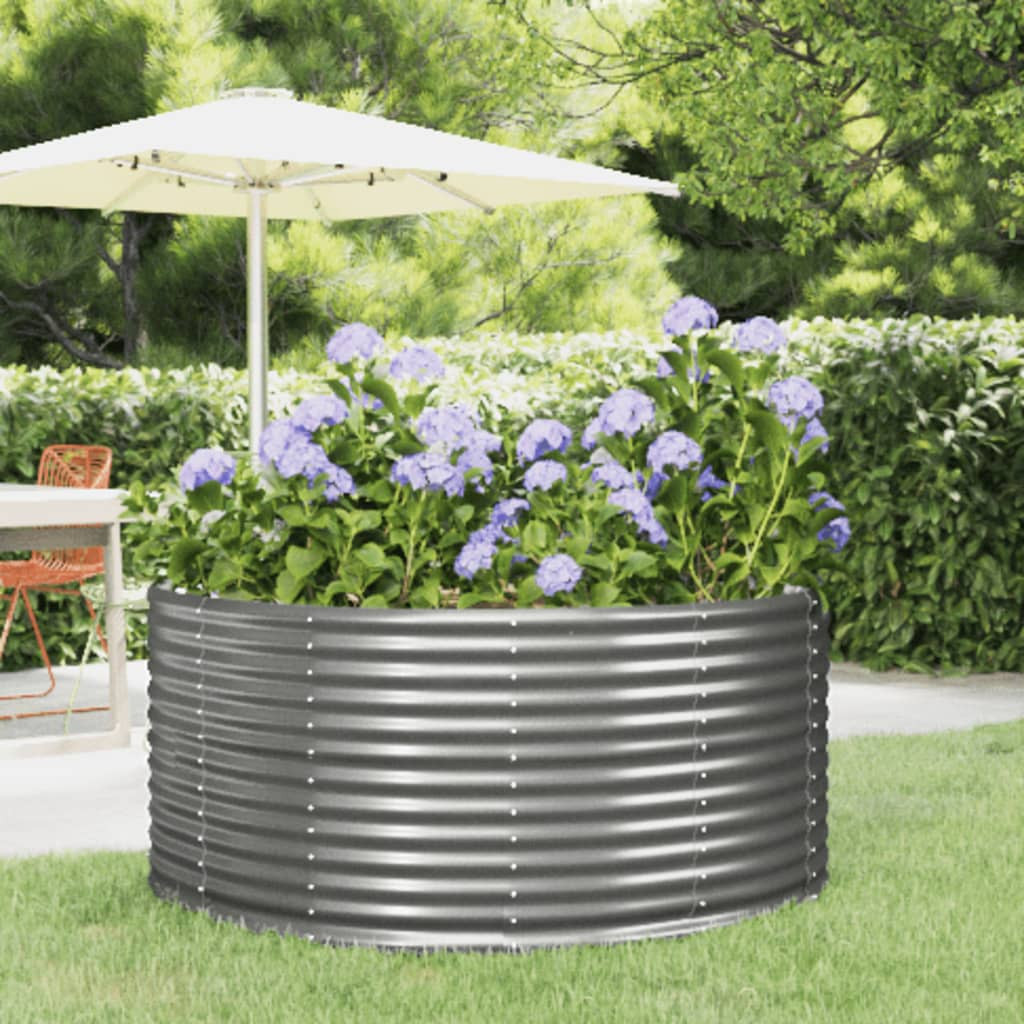 vidaXL Hochbeet Grau 140x140x68 cm Verzinkter Stahl