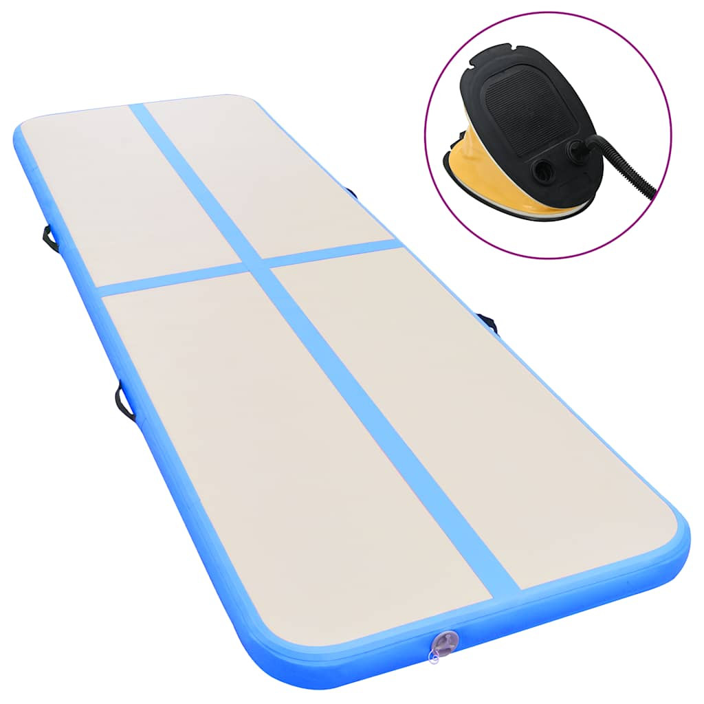 vidaXL Aufblasbare Gymnastikmatte mit Pumpe 400x100x10 cm PVC Blau