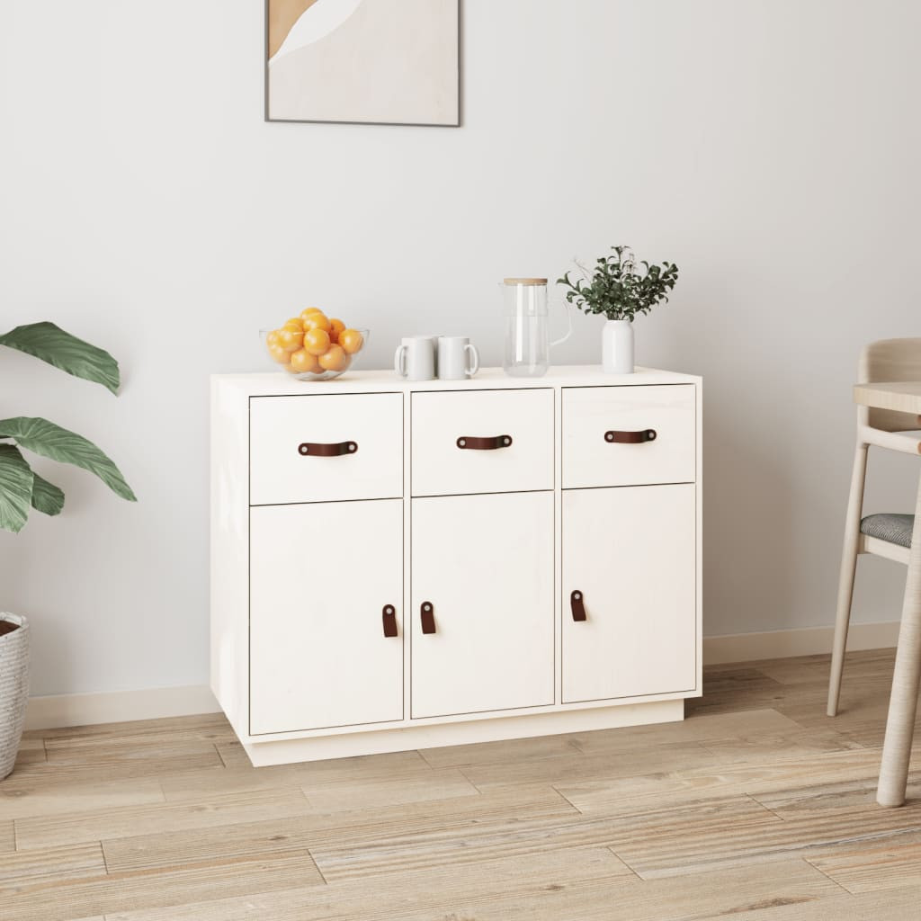 vidaXL Sideboard Weiß 100x40x75 cm Massivholz Kiefer