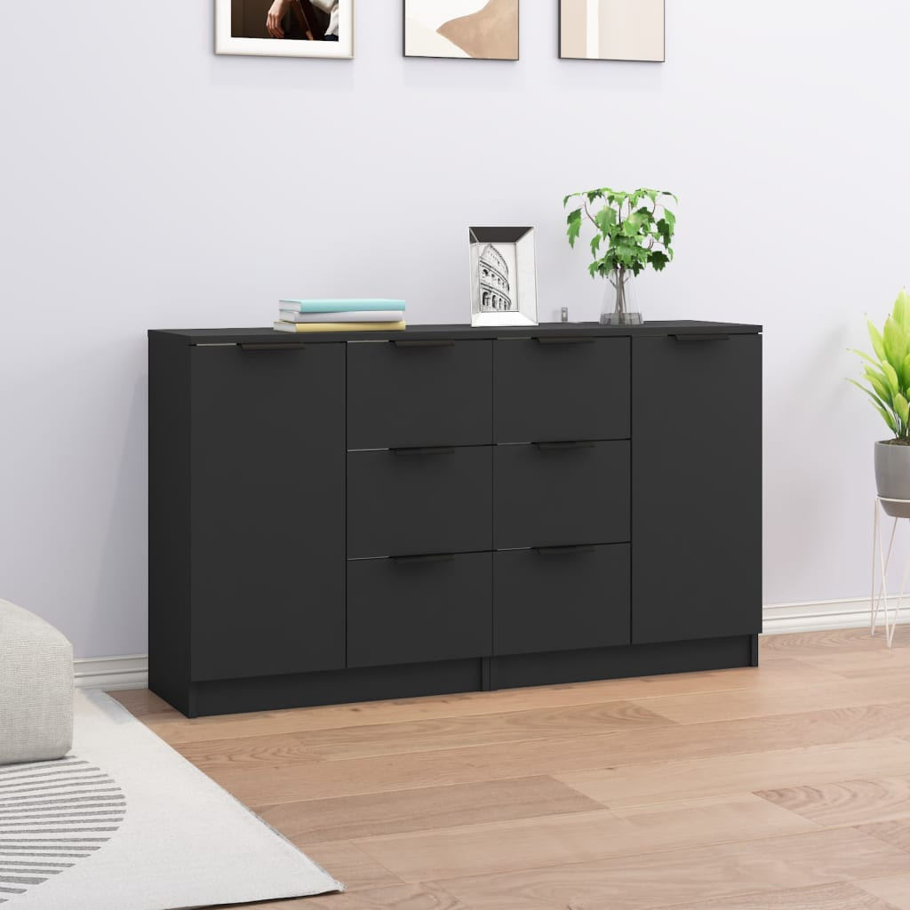 vidaXL Sideboards 2 Stk. Schwarz 60x30x70 cm Holzwerkstoff