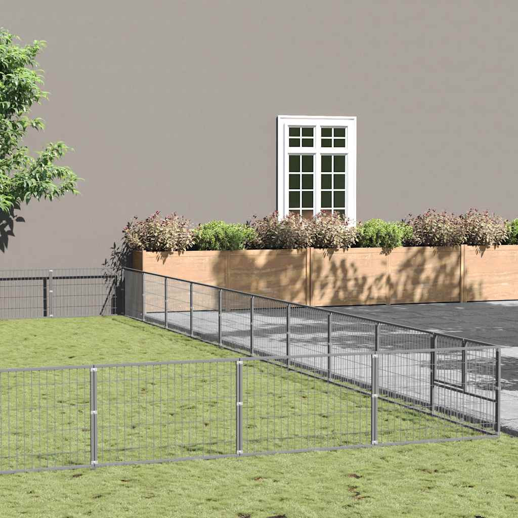 vidaXL Hundezwinger Silbern 100 m² Stahl
