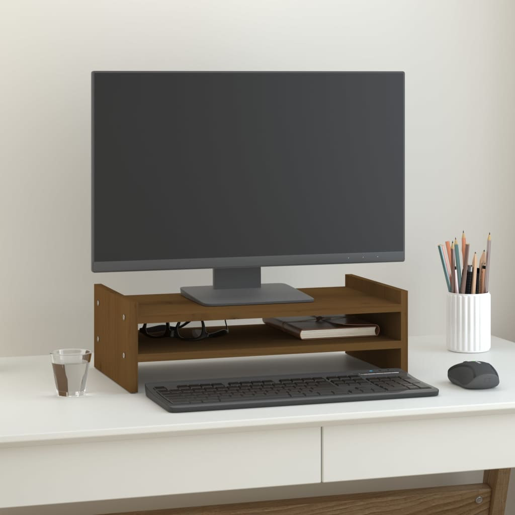 vidaXL Monitorständer Honigbraun 50x27x15 cm Massivholz Kiefer