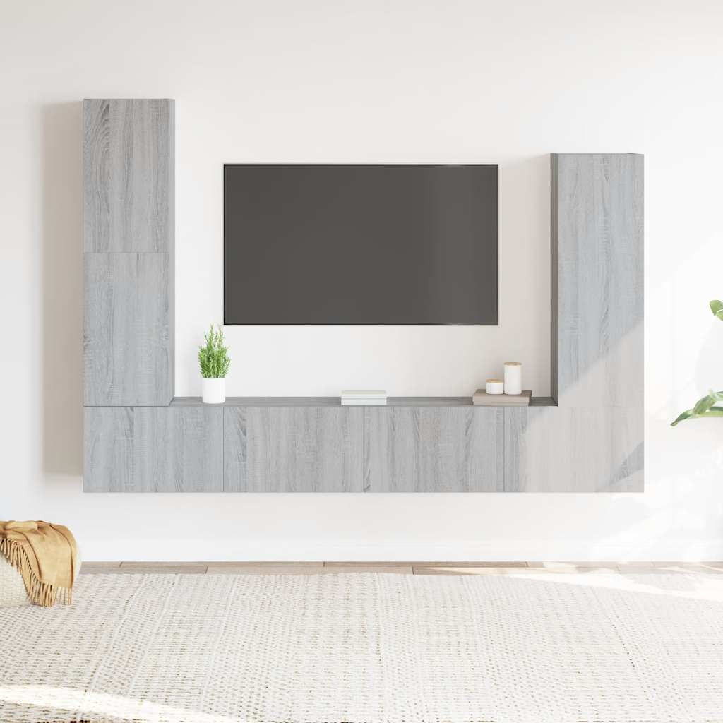vidaXL 4-tlg. TV-Schrank-Set Grau Sonoma Holzwerkstoff