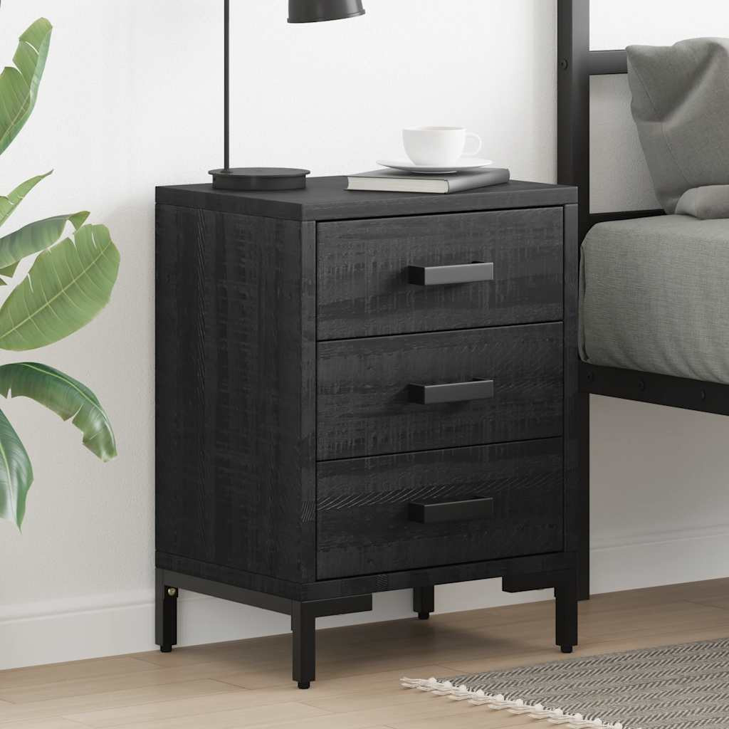 vidaXL Nachttische 2 Stk. Schwarz 40x30x55 cm Massivholz Kiefer
