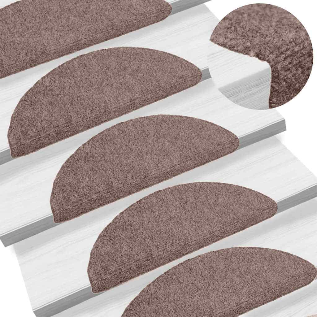 vidaXL Stufenmatten Selbstklebend 15 Stk. 65x21x4 cm Hellbraun Halbrund Groß