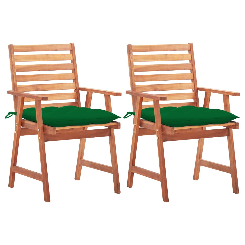 vidaXL Garten-Essstühle 2 Stk. mit Kissen Massivholz Akazie