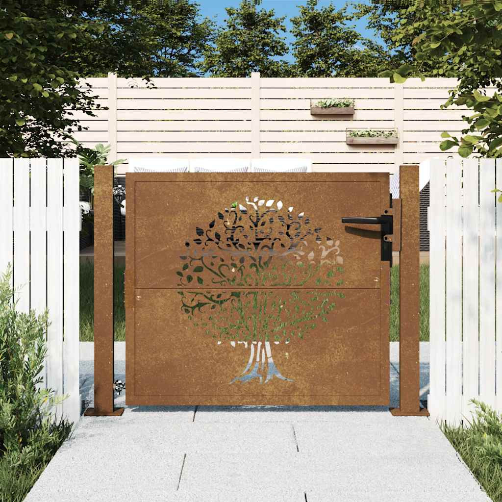 vidaXL Gartentor 100x100 cm Cortenstahl Baumdesign