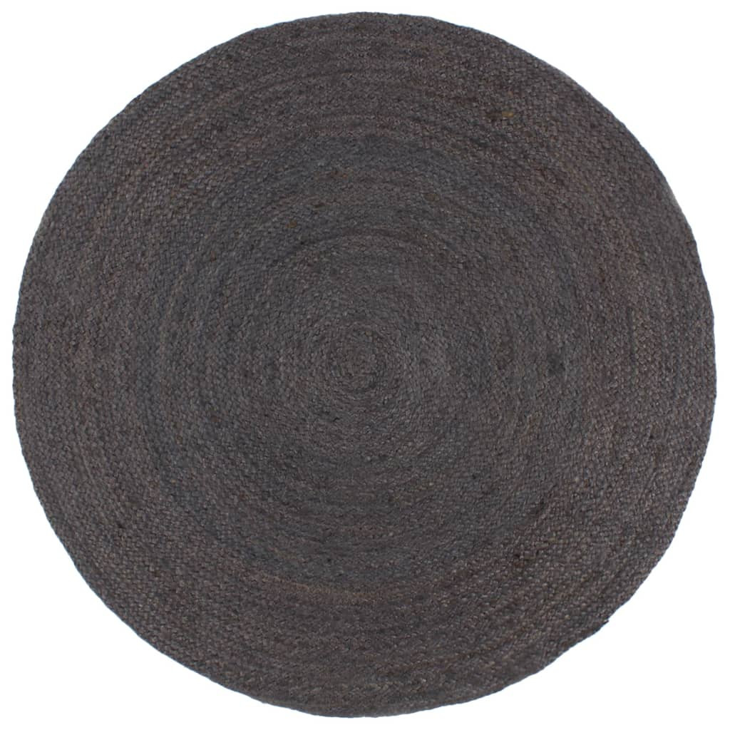 vidaXL Teppich Handgefertigt Jute Rund 240 cm Dunkelgrau