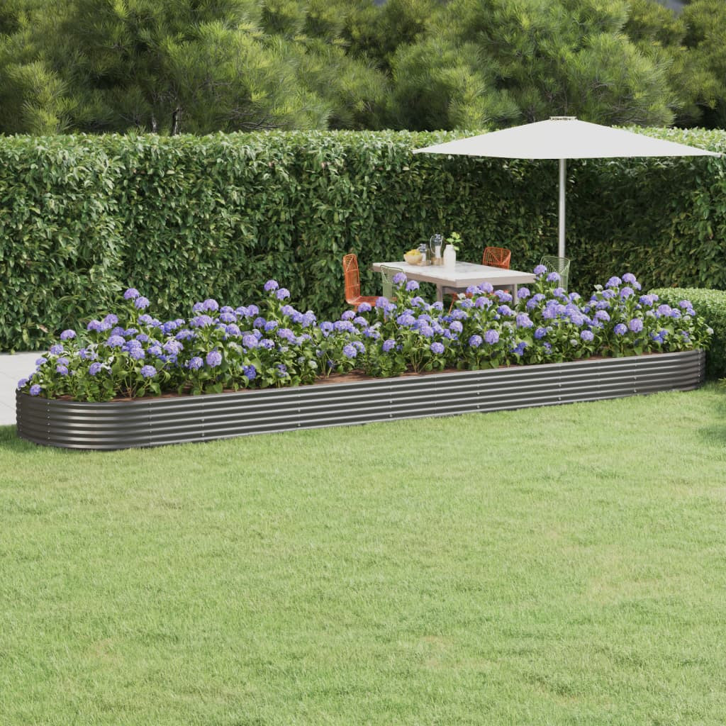 vidaXL Hochbeet Verzinkter Stahl 600x140x36 cm Grau