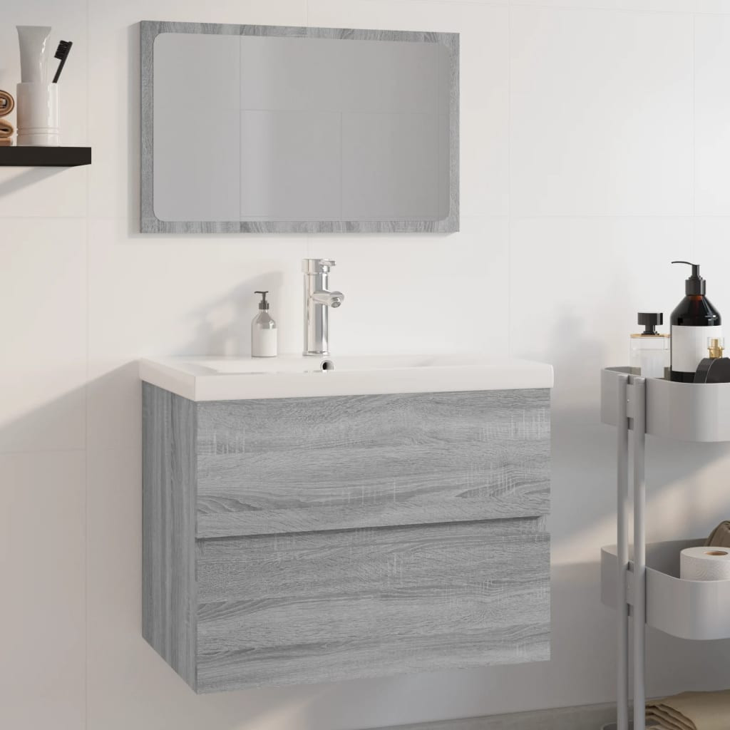 vidaXL Badmöbel-Set Grau Sonoma Holzwerkstoff