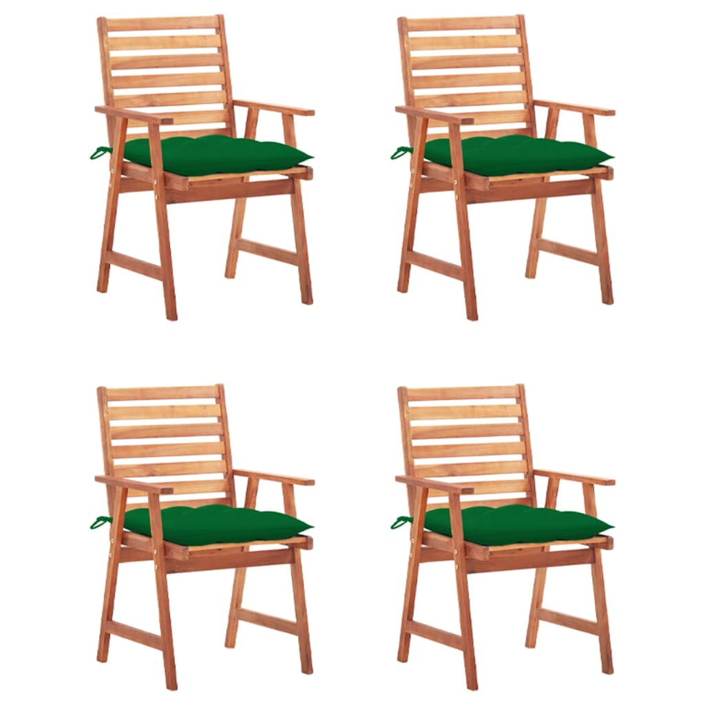 vidaXL Garten-Essstühle 4 Stk. mit Kissen Massivholz Akazie