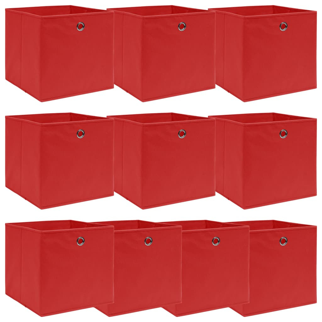 vidaXL Aufbewahrungsboxen 10 Stk. Rot 32x32x32 cm Stoff
