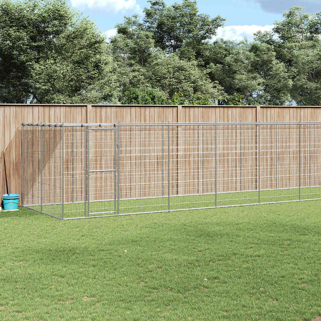 vidaXL Outdoor-Hundezwinger mit Überdachung Verzinkter Stahl 21,78 m²