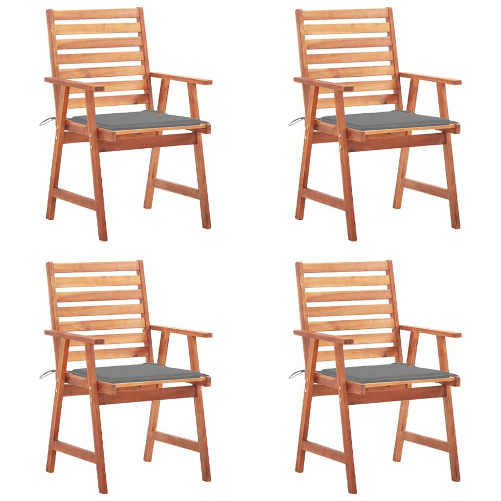 vidaXL Garten-Essstühle 4 Stk. mit Kissen Massivholz Akazie