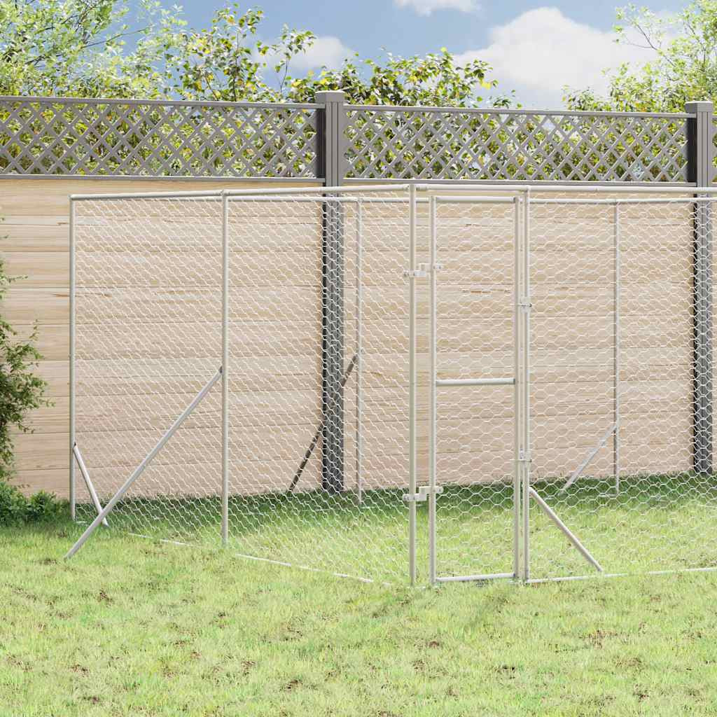 vidaXL Outdoor-Hundezwinger Silbern 4x4x2 m Verzinkter Stahl