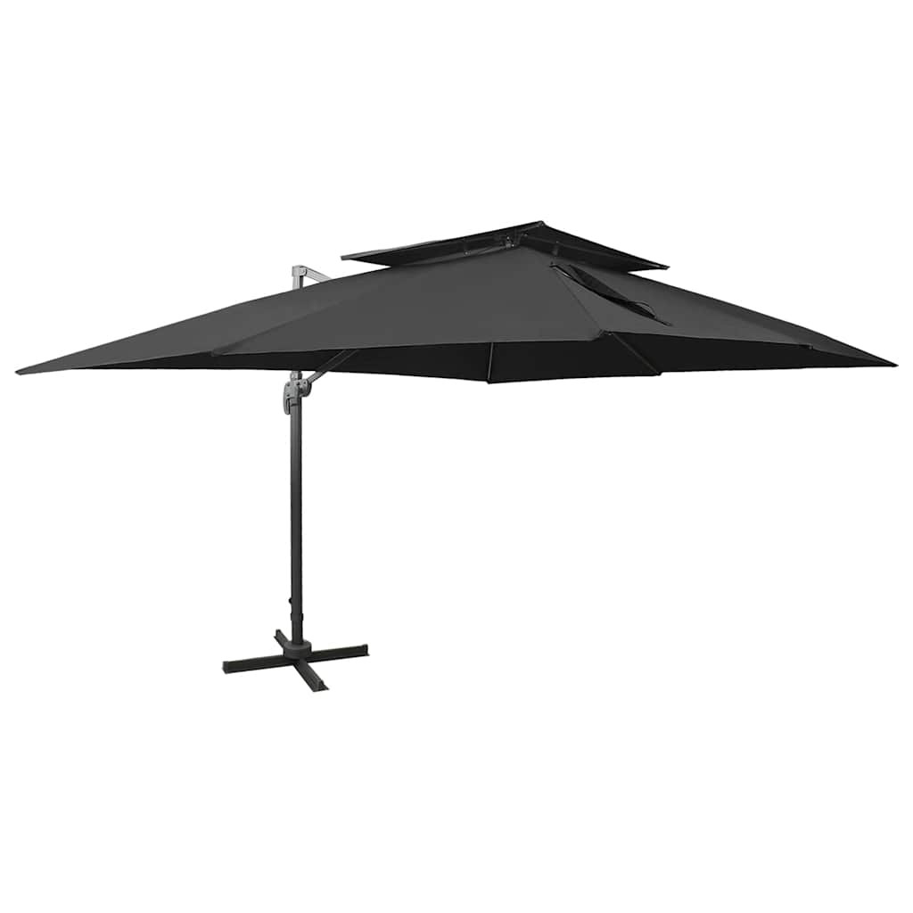 vidaXL Ampelschirm mit Doppeldach Schwarz 400 x 300 cm