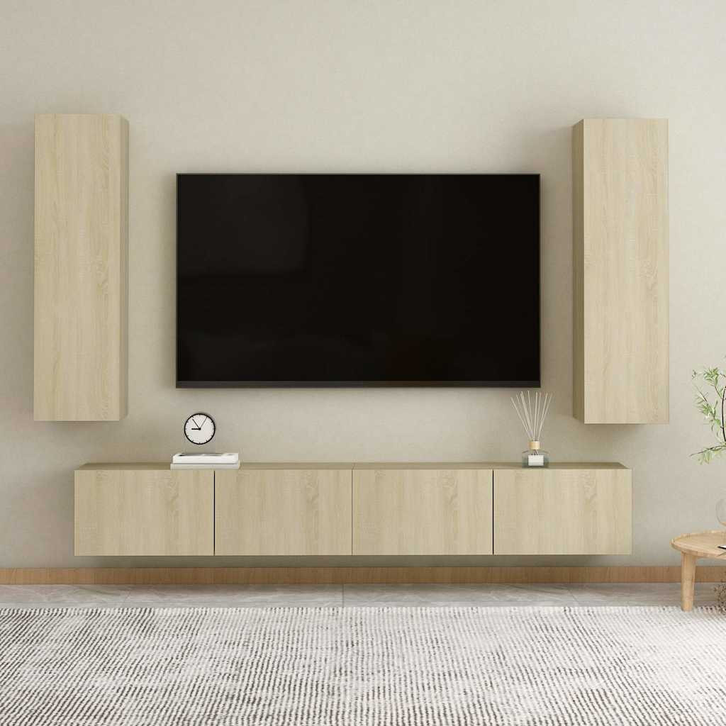 vidaXL 4-tlg. TV-Schrank-Set Sonoma-Eiche Holzwerkstoff
