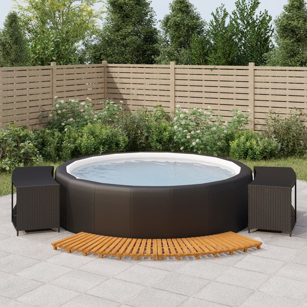 vidaXL Whirlpool-Umrandung Schwarz Poly-Rattan und Massivholz Akazie