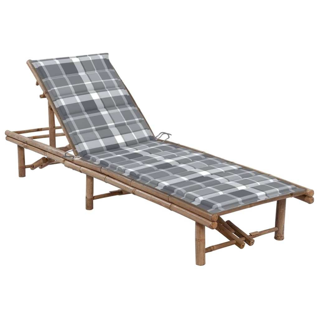 vidaXL Garten-Sonnenliege mit Auflage Bambus