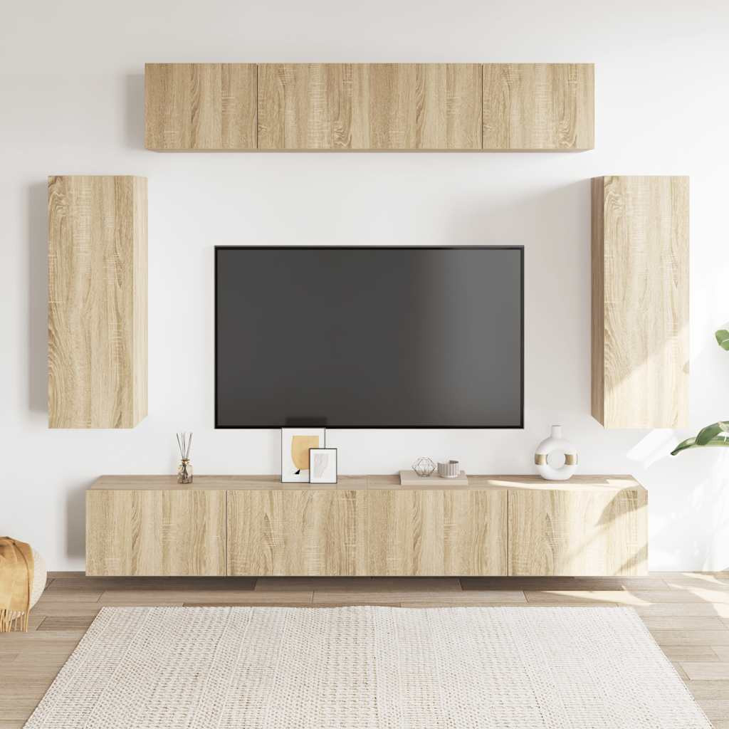 vidaXL 6-tlg. TV-Schrank-Set Sonoma-Eiche Holzwerkstoff