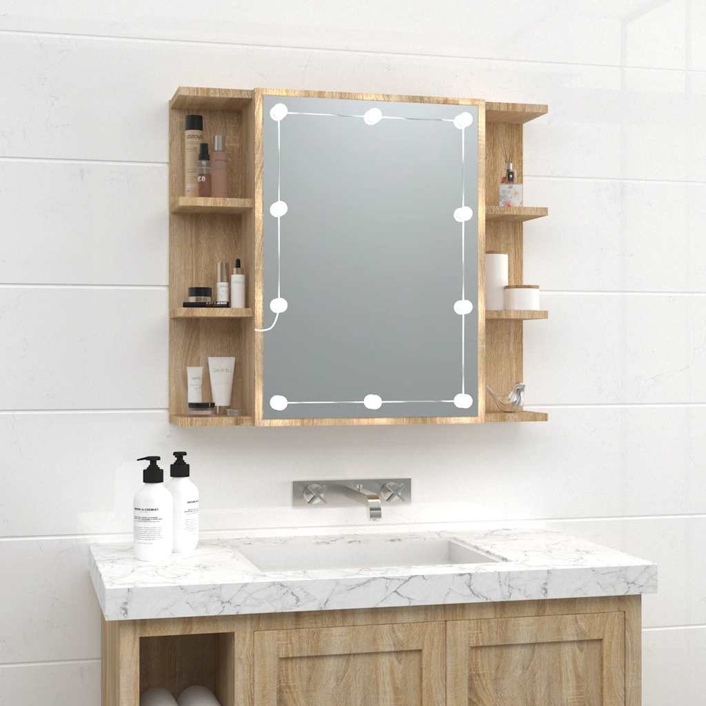 vidaXL Spiegelschrank mit LED Sonoma-Eiche 70x16,5x60 cm