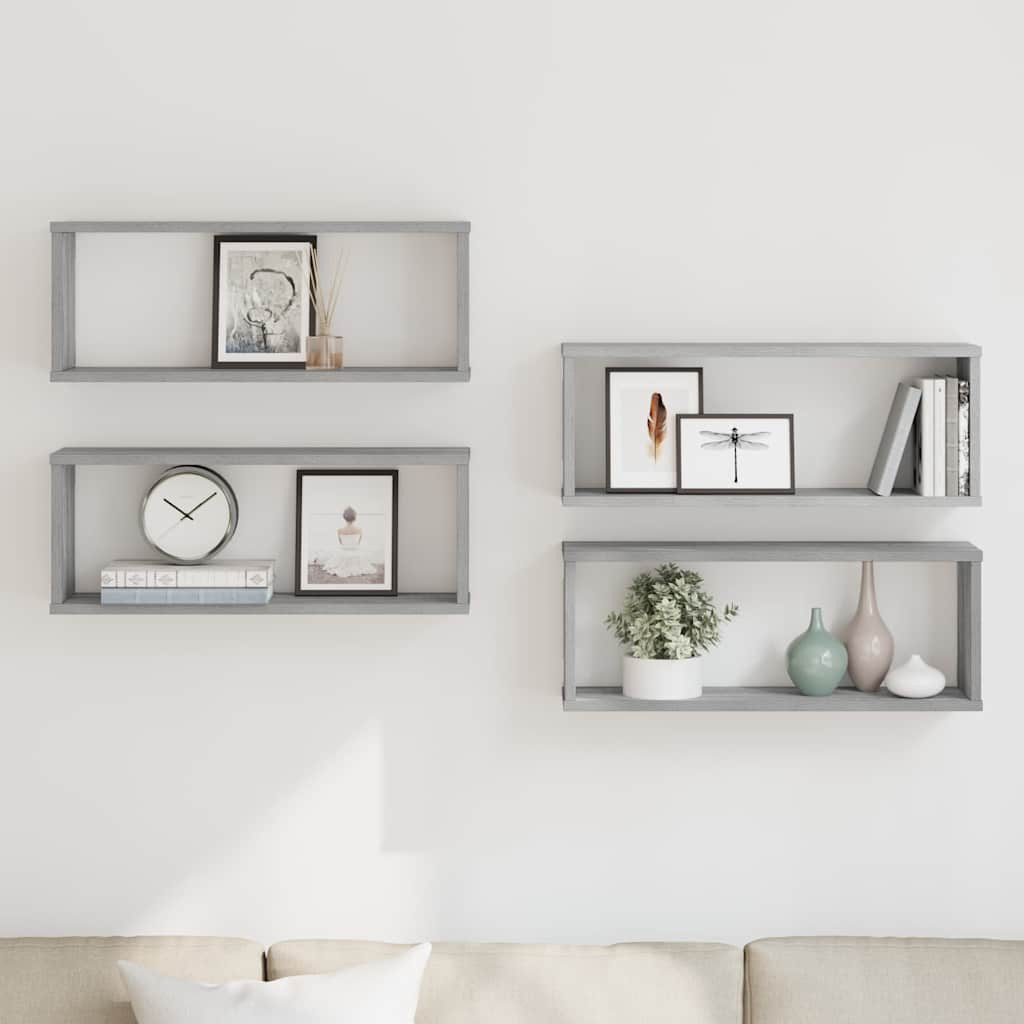 vidaXL Würfelregale 4 Stk. Grau Sonoma 60x15x23 cm Holzwerkstoff