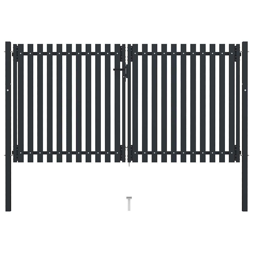vidaXL Doppeltür-Gartentor aus Stahl 300 x 175 cm Anthrazit