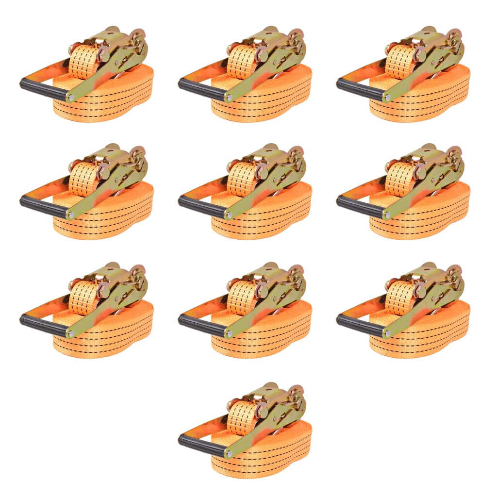 vidaXL Ratschen-Spanngurte 10 Stk. 2 Tonnen 8m×50mm Orange