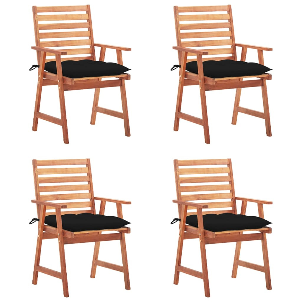 vidaXL Garten-Essstühle 4 Stk. mit Kissen Massivholz Akazie