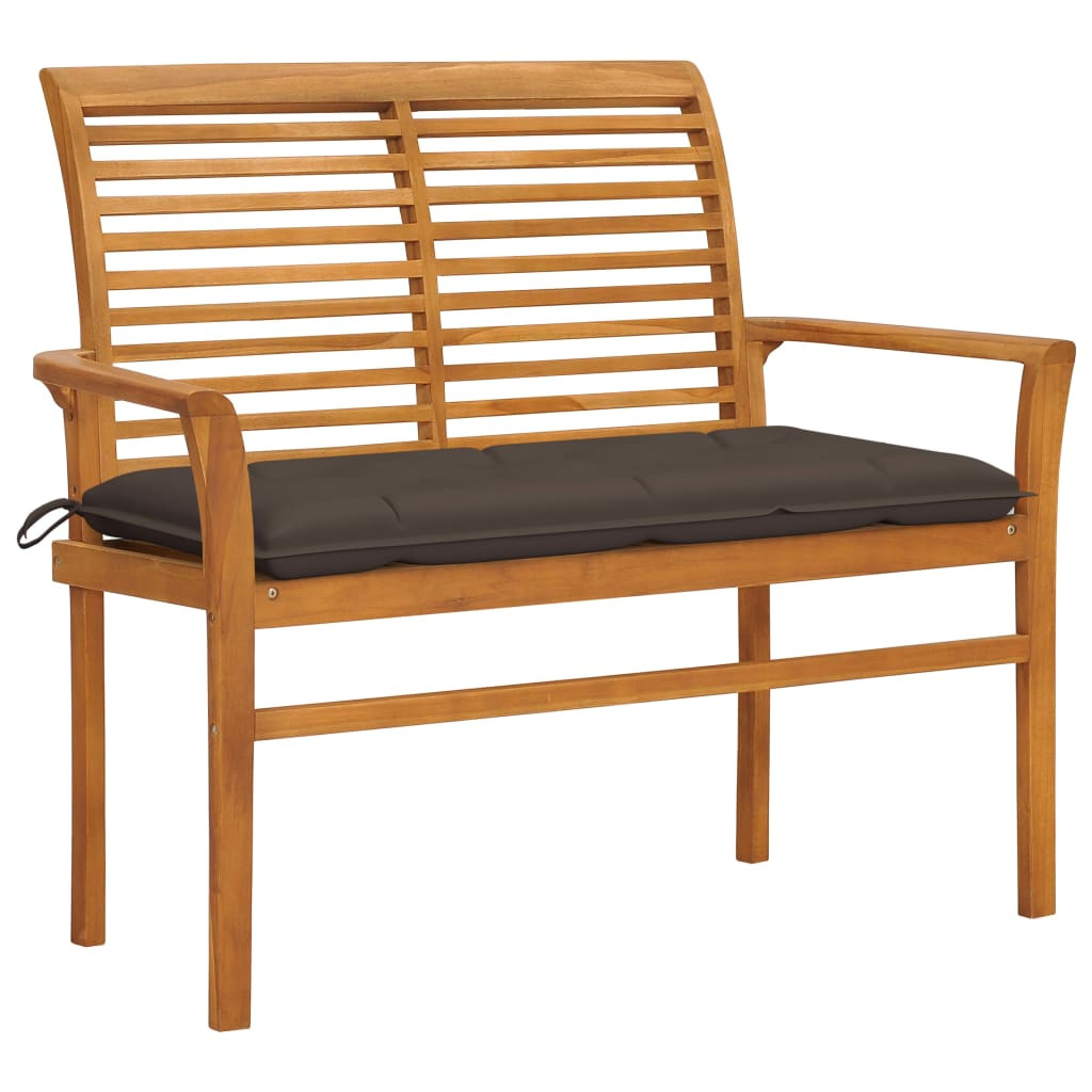 vidaXL Gartenbank mit Taupe Auflage 112 cm Massivholz Teak
